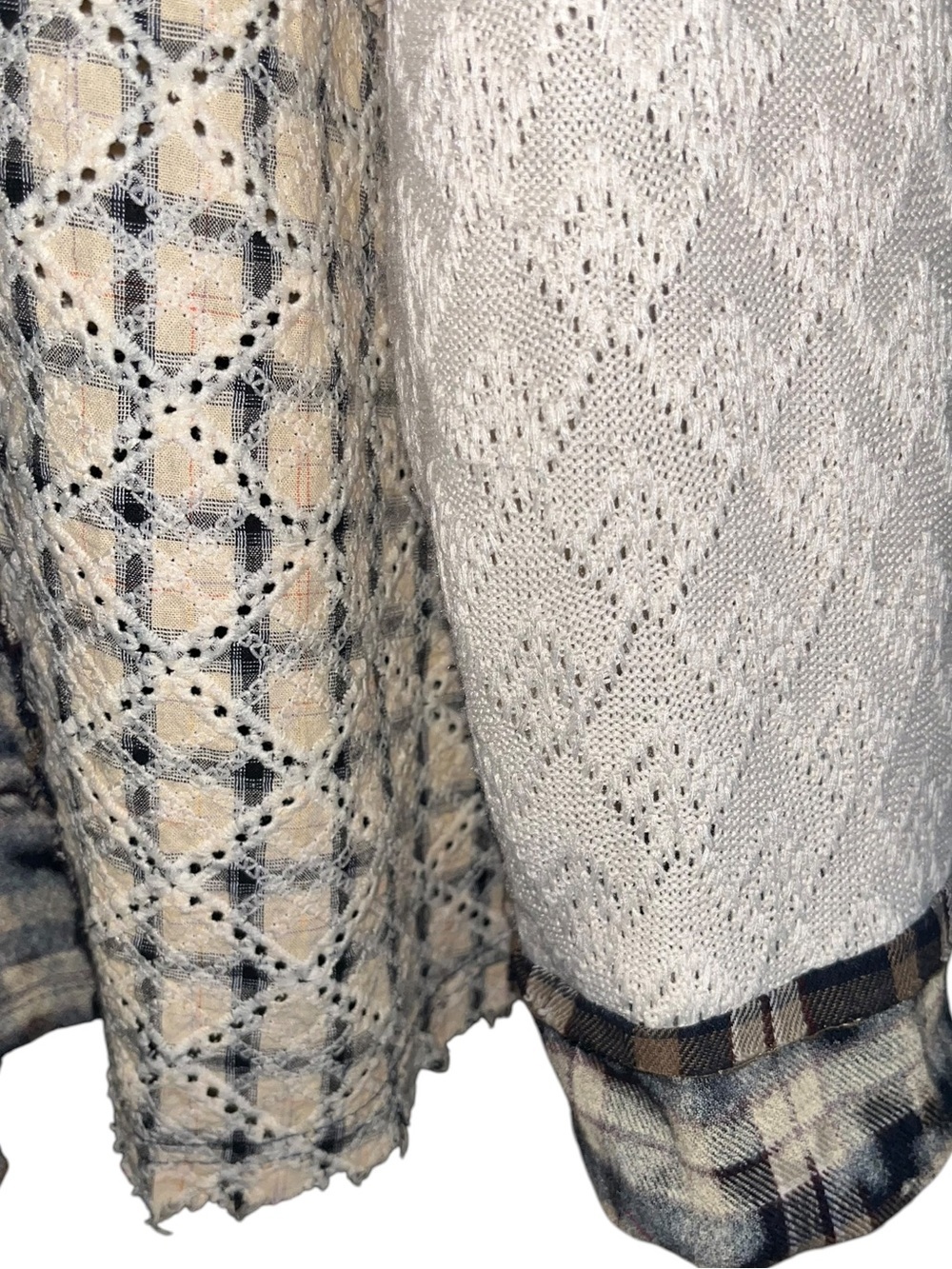 🌸POL L  Blue and Cream Patchwork Plaid Button-Down Shirt P003 - Picture 5 of 7
